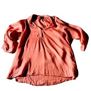 Jones New York Pure Linen Loose Fit Peachy Blouse. 1X